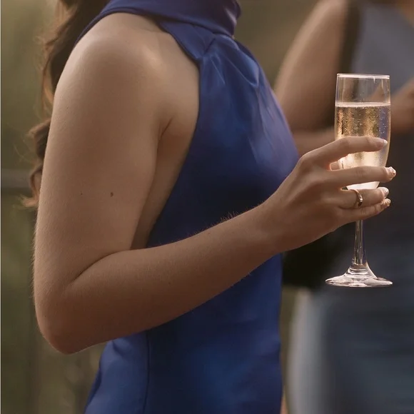 Satin Gown - Blue Halter Neck Dress ✨